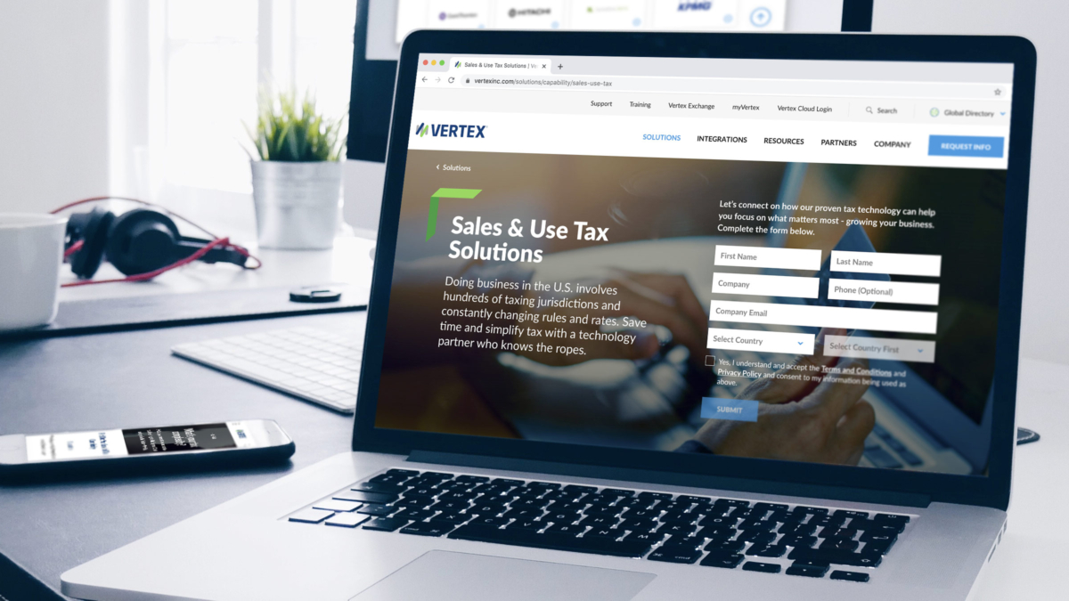 Vertex website on computer